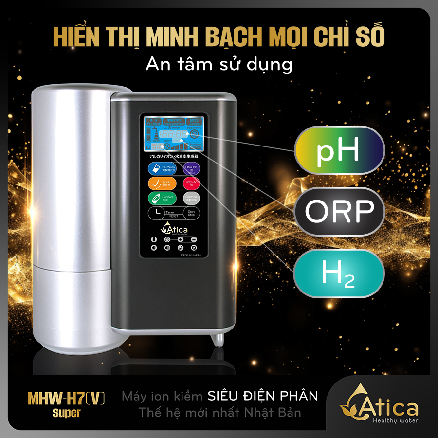 Máy lọc nước ion kiềm siêu điên phân Atica Super MHW-H7(V)