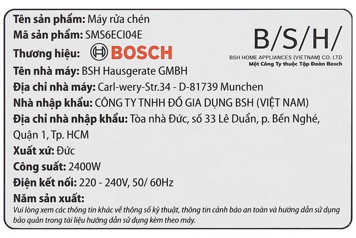 Máy rửa chén Bosch SMS6ECI04E Series 6