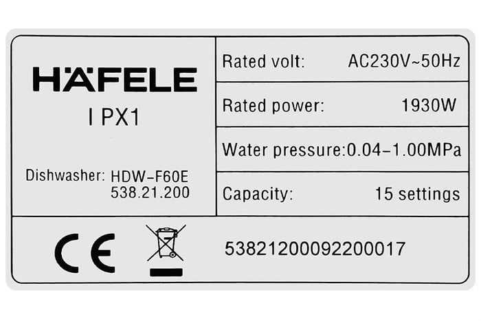 Máy rửa chén Hafele 538.21.200 HDW-F60E độc lập