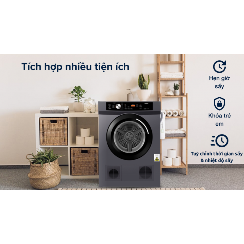 Máy sấy thông hơi Aqua 8 kg AQH-V800H SS