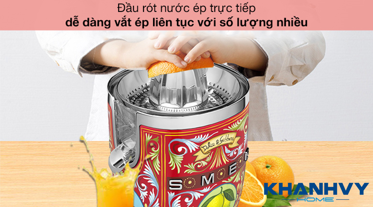 Máy vắt có thiết kế đầu rót trực tiếp rất tiện dụng