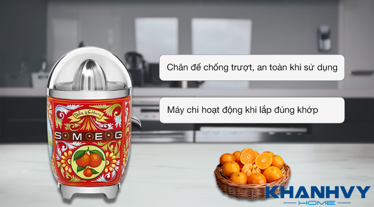Máy vắt còn được trang bị các tính năng đảm bảo an toàn tuyệt đối trong quá trình sử dụng