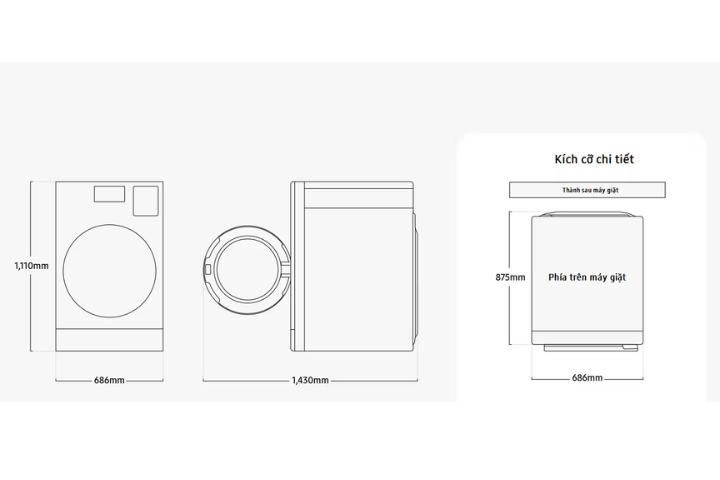 Máy giặt sấy Samsung WD25DB8995BZSV Cửa Trước với Sấy Bơm Nhiệt Heatpump 25kg Bespoke AI Laundry Combo™