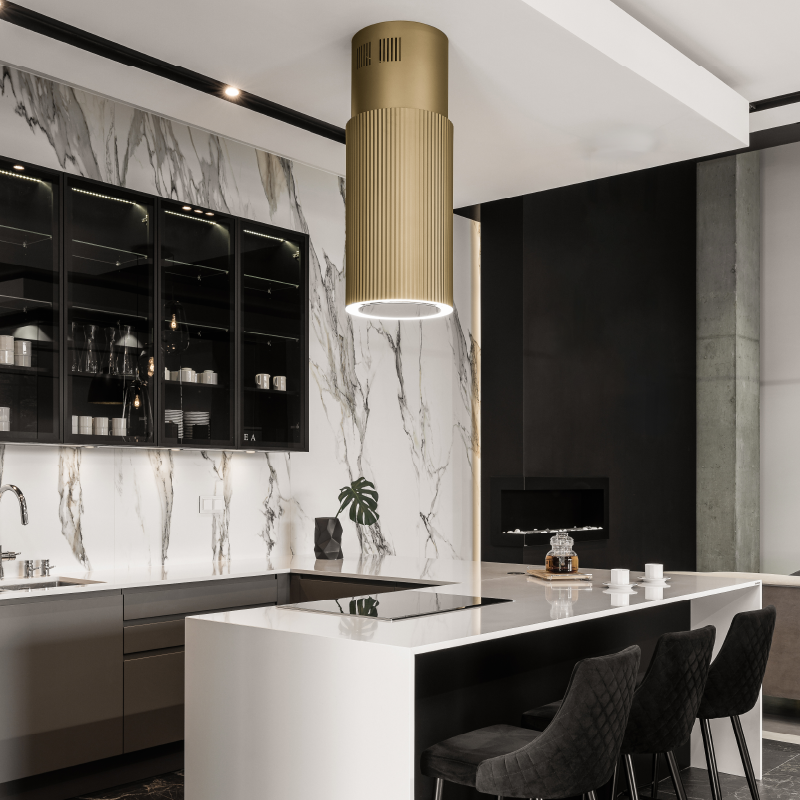 Máy hút mùi Malloca K-382G đảo Monogold