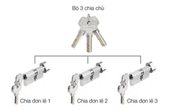 Bộ 3 Ruột Khóa Chìa Chủ Một Cấp Hafele 489.56.410