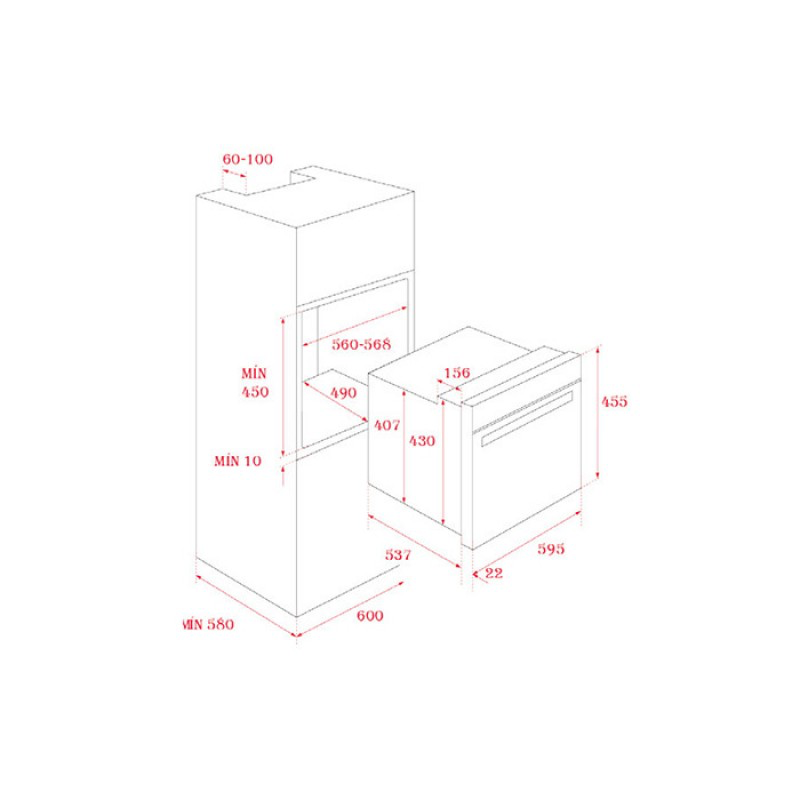 Thông số về kích thước sản phẩm lò nướng Teka HLC 840 41531020