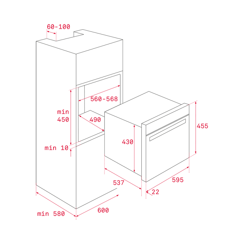 Thông số về kích thước sản phẩm lò nướng Teka HLC 847 SC 40589020