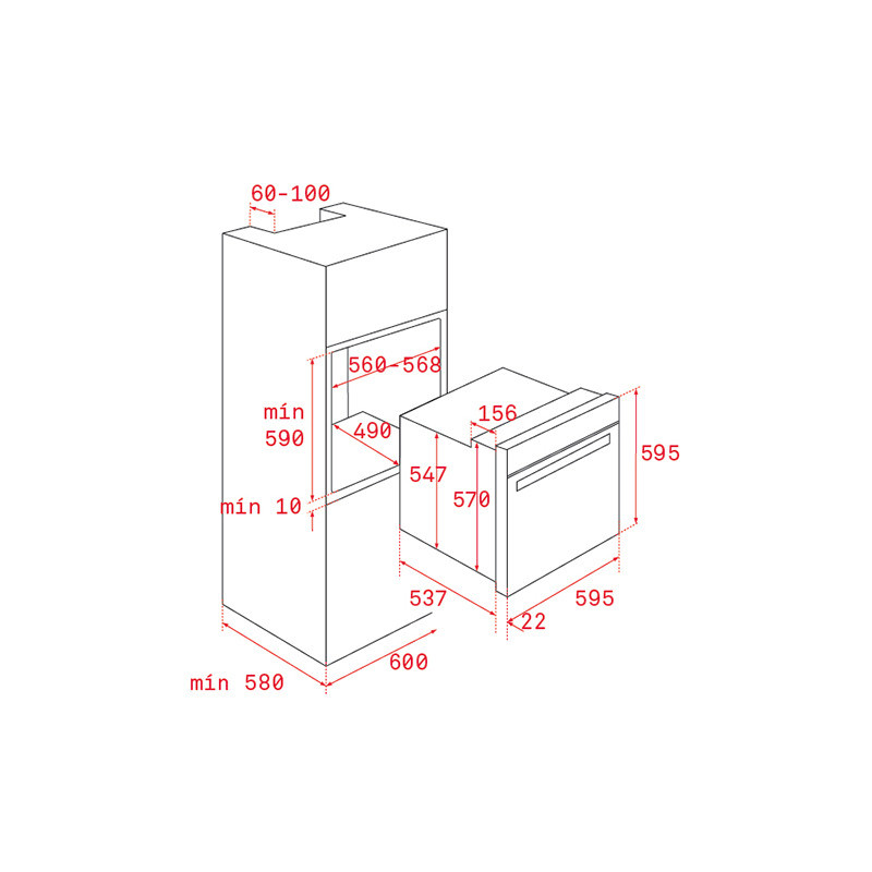Thông số về kích thước sản phẩm lò nướng Teka HSP 610 41560110