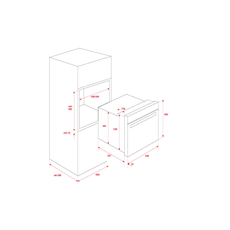 Thông số về kích thước sản phẩm lò nướng Teka IOVEN 41560160
