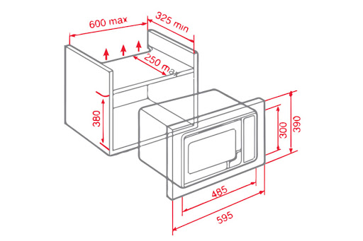 Thông số về kích thước sản phẩm lò vi sóng MWS 20 BIS