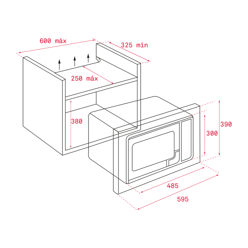Thông số về kích thước sản phẩm lò vi sóng Teka ML 820 BI 40584201