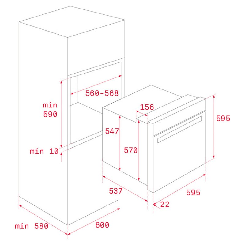 Thông số về kích thước sản phẩm lò nướng Teka HBB 720 41560200