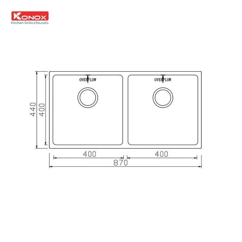Chậu rửa bát Konox Undermount Sink Cube 8744DU