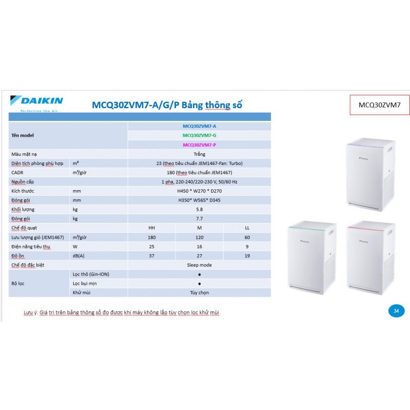 Máy lọc không khí Daikin MCQ30ZVM7-G