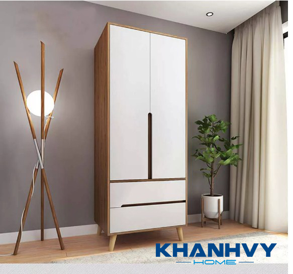 Tủ quần áo 2 cánh có kích thước khá nhỏ gọn, phù hợp với nhu cầu đựng ít quần áo