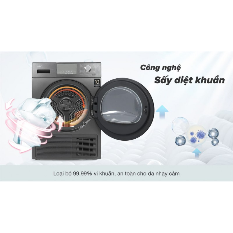 Máy sấy bơm nhiệt AQUA 9 Kg AQH-H900G PS