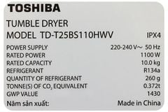 Máy sấy bơm nhiệt Toshiba TD-T25BS110HWV(MG) 10 kg