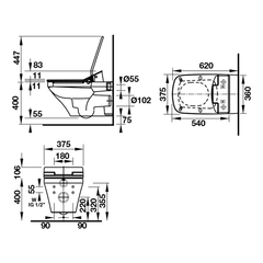 Bồn cầu treo tường Durastyle với nắp Sensowash Duravit 588.45.385