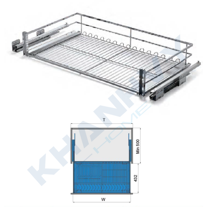 Rổ xoong nồi diamond ray giảm chấn bắt mặt hộc inox 304 Higold 303515