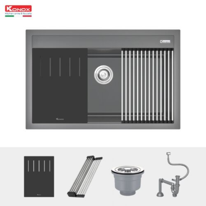Chậu rửa bát đá Konox Granite Sink Terra 790S Grey
