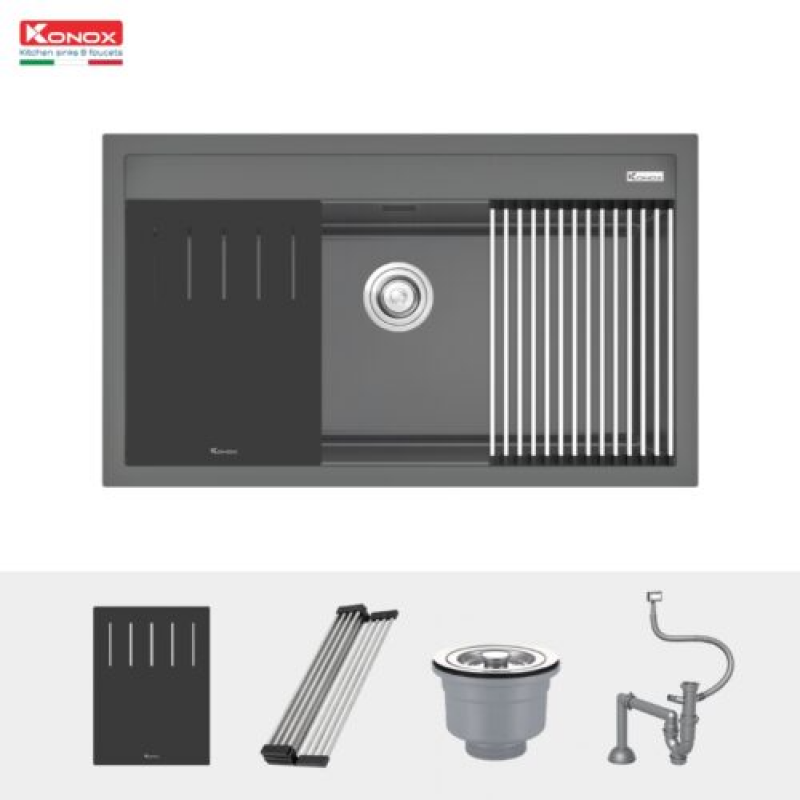 Chậu rửa bát đá Konox Granite Sink Terra 860S Grey
