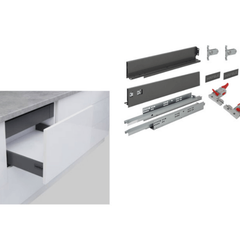 Ray hộp Hafele S1 chức năng giảm chấn màu xám 552.49.316