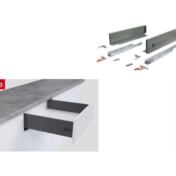 Ray hộp Hafele S3 chức năng giảm chấn màu xám 552.49.335