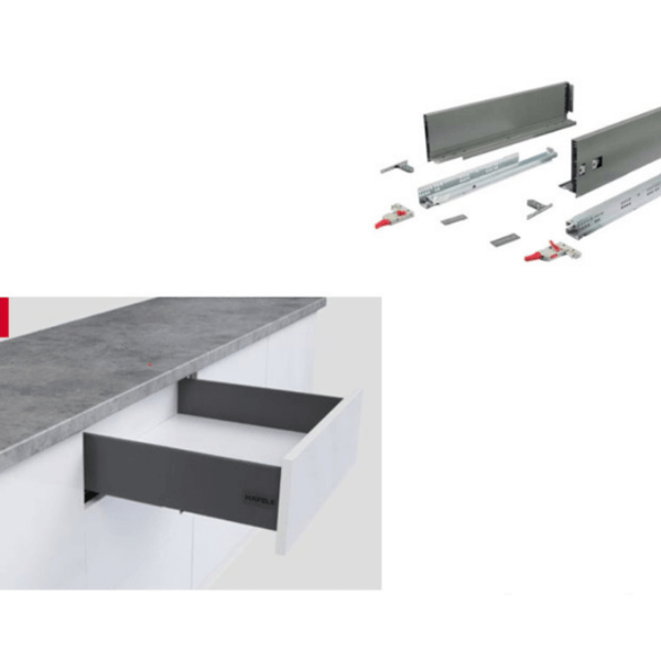 Ray hộp Hafele S3 chức năng nhấn mở màu xám 552.35.345