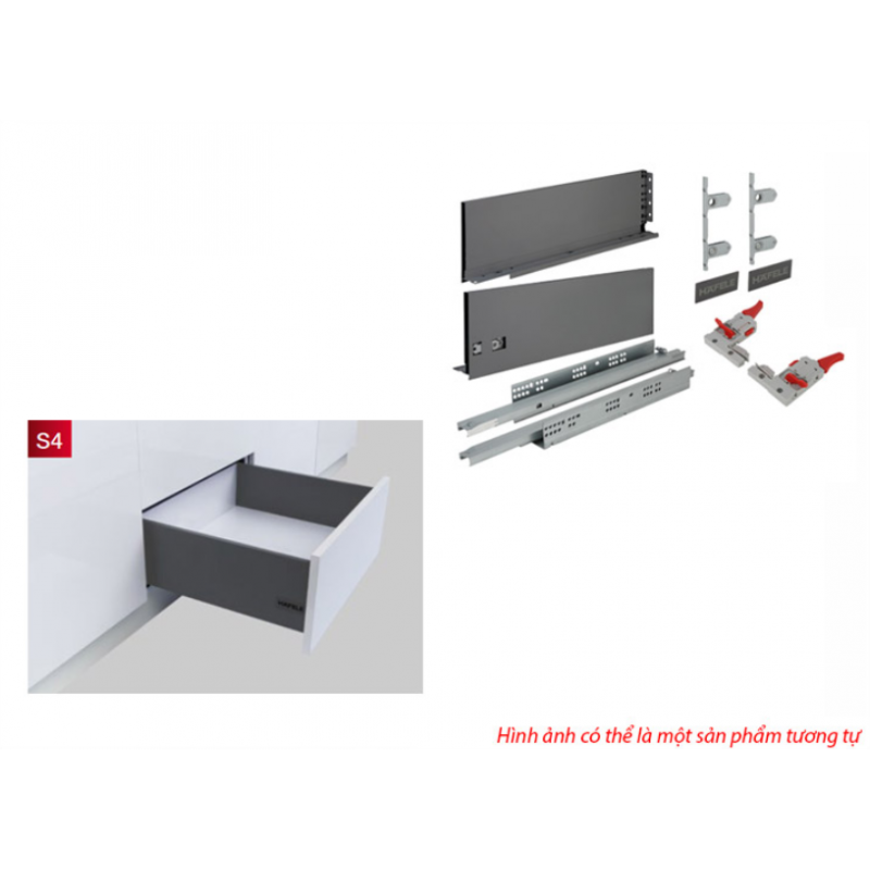 Ray hộp Hafele S4 chức năng giảm chấn màu xám 552.55.302