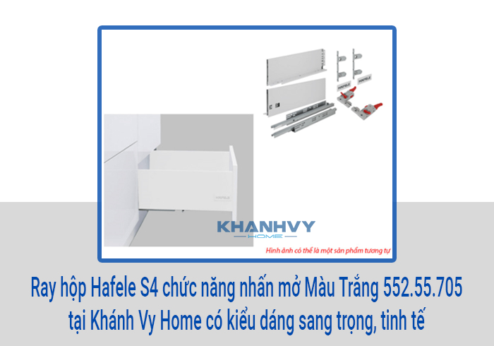  Ray hộp Hafele S4 chức năng nhấn mở Màu Trắng 552.55.705 tại Khánh Vy Home có kiểu dáng sang trọng, tinh tế