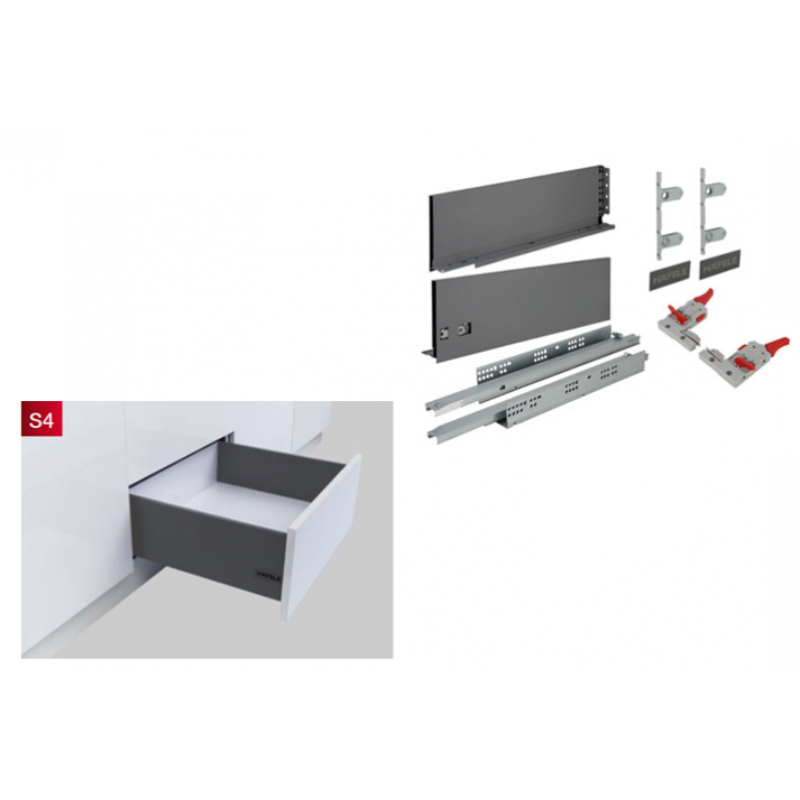 Ray hộp Hafele S4 chức năng nhấn mở màu xám 552.35.355