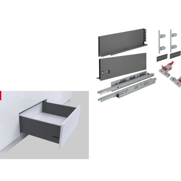 Ray hộp Hafele S4 chức năng nhấn mở màu xám 552.35.355