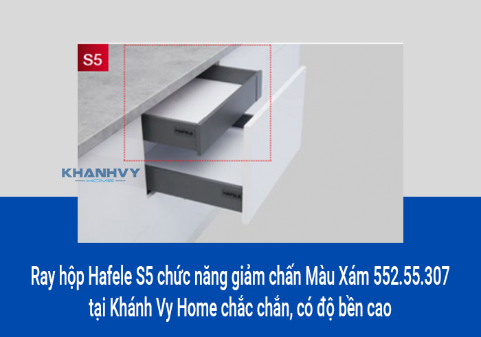  Ray hộp Hafele S5 chức năng giảm chấn Màu Xám 552.55.307 tại Khánh Vy Home chắc chắn, có độ bền cao