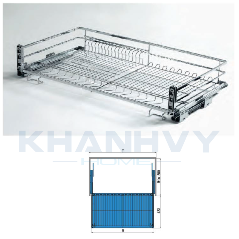 Rổ chén dĩa diamond giảm chấn bắt mặt hộc inox 304 Higold 303502