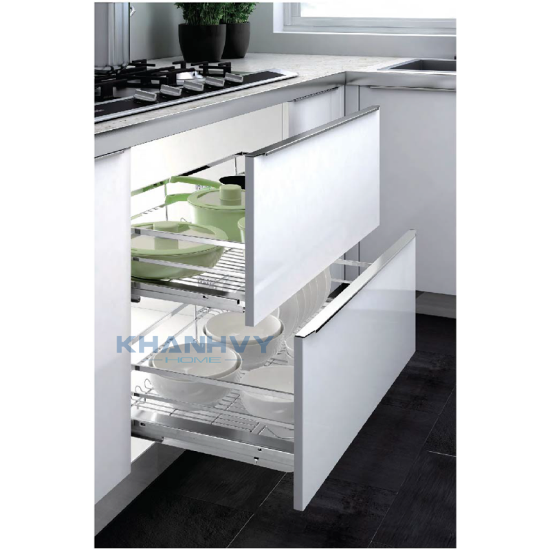 Rổ chén dĩa diamond giảm chấn bắt mặt hộc inox 304 Higold 303502