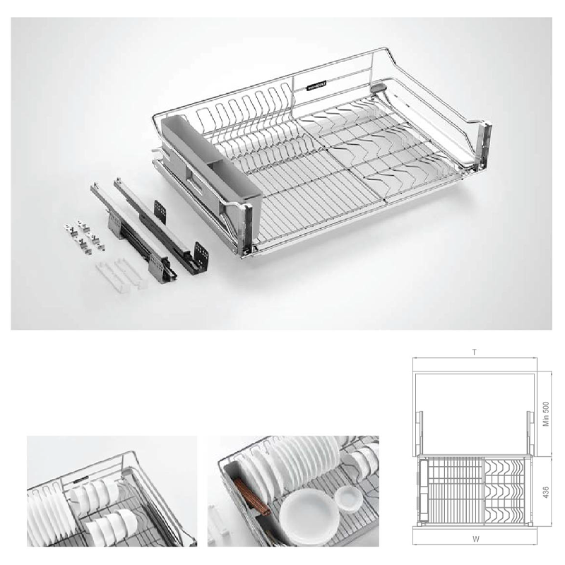 Rổ chén, dĩa, ray giảm chấn bắt mặt hộc inox 304 Higold 303321