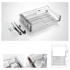 Rổ chén, dĩa, ray giảm chấn bắt mặt hộc inox 304 Higold 303321