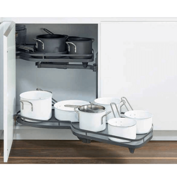 Rổ góc lá mở phải Hafele 541.29.480 (màu đen Anthracite)