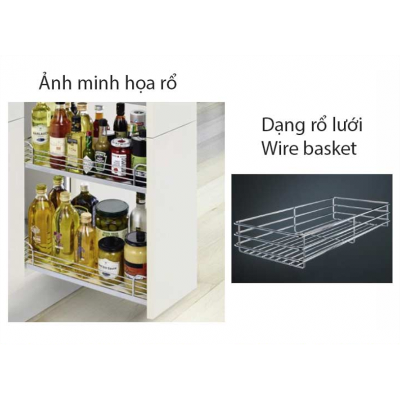 Rổ kéo 2 tầng dạng lưới 250mm Hafele 545.53.000 mở phải