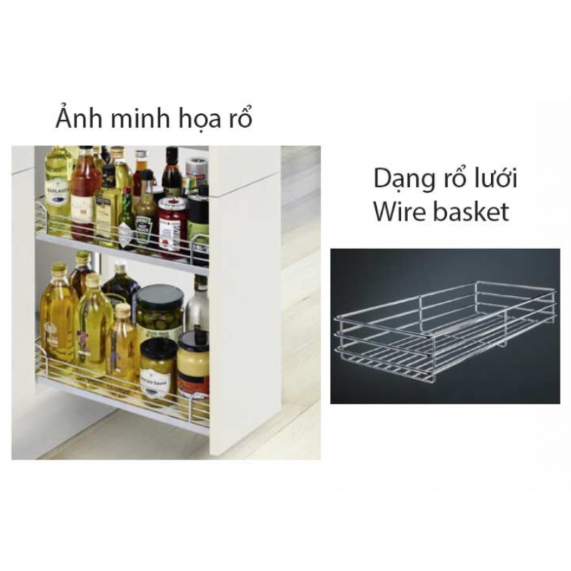 Rổ kéo 2 tầng dạng lưới 250mm Hafele 545.53.001 mở trái
