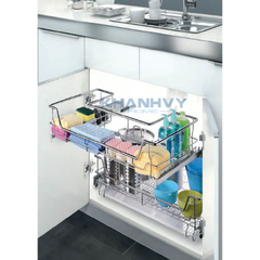 Rổ xoong nồi dưới bồn rửa ray giảm chấn inox 304 Higold 308001