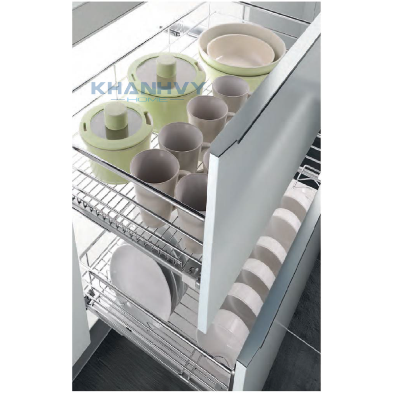Rổ xoong nồi ray giảm chấn bắt mặt hộc inox 304 Higold 303111
