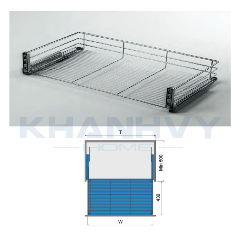 Rổ xoong nồi ray giảm chấn bắt mặt hộc inox 304 Higold 303113