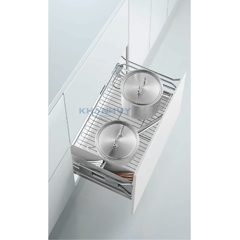 Rổ xoong nồi ray giảm chấn bắt mặt hộc inox 304 Higold 303332