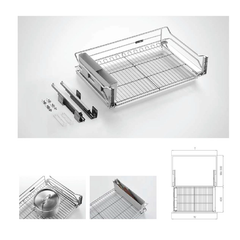 Rổ xoong nồi ray giảm chấn bắt mặt hộc inox 304 Higold 303334