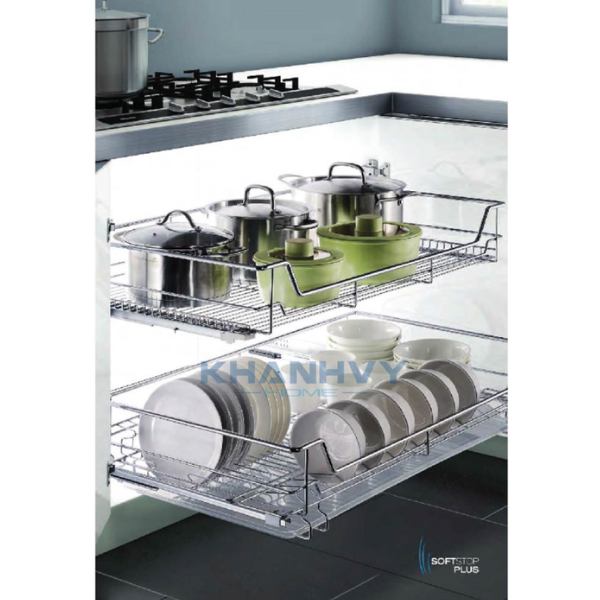 Rổ xoong nồi ray giảm chấn có khay Higold 301126