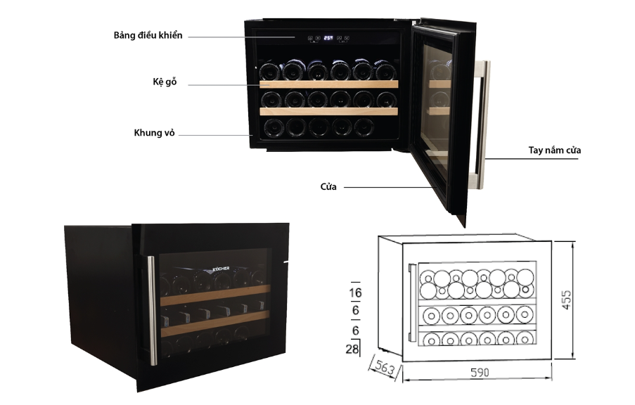 Tủ rượu vang Kocher KWEU-1128B