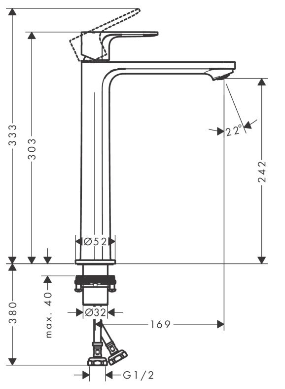 Vòi lavabo Hansgrohe HG Rebris S 240 72523007