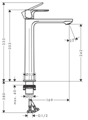 Vòi lavabo Hansgrohe HG Rebris S 240 72523007