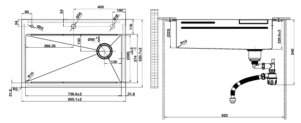 Chậu rửa chén Hafele WF R10 HS25-SSN1S-8052 567.24.488 màu titan